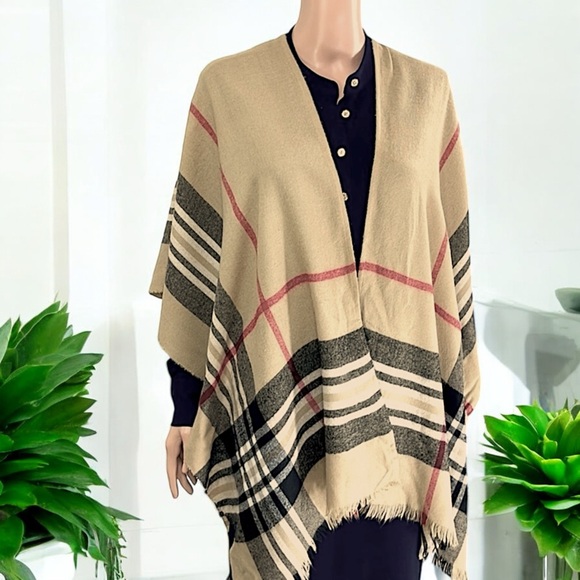 Charter Club Lightweight Border Plaid Poncho from Macy's - Picture 5 of 16